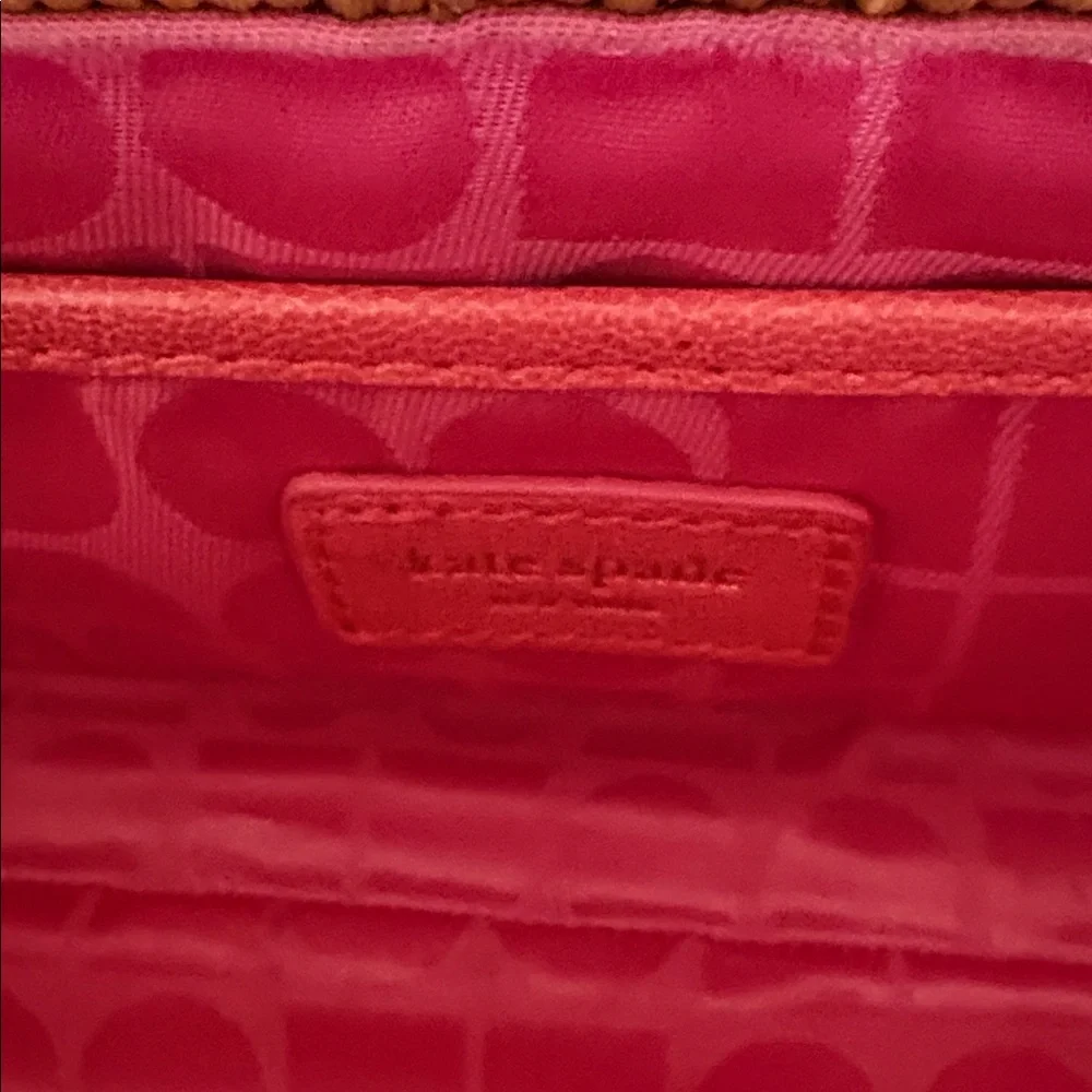 Kate Spade Chic Pink and Brown Woven Clutch - Picture 3 of 5